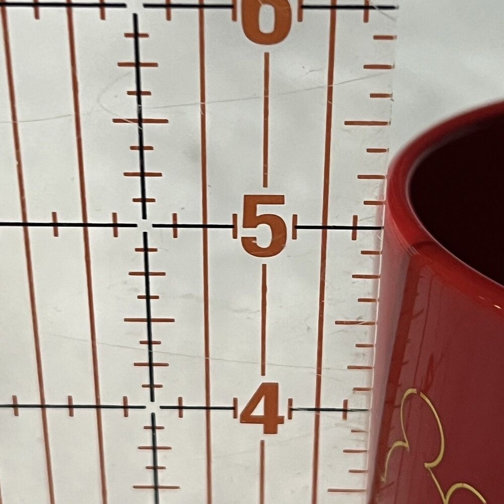 Disney Mickey Mouse Coffee Mug Red And Gold- 4.25” X 3.75” - Picture 6 of 7